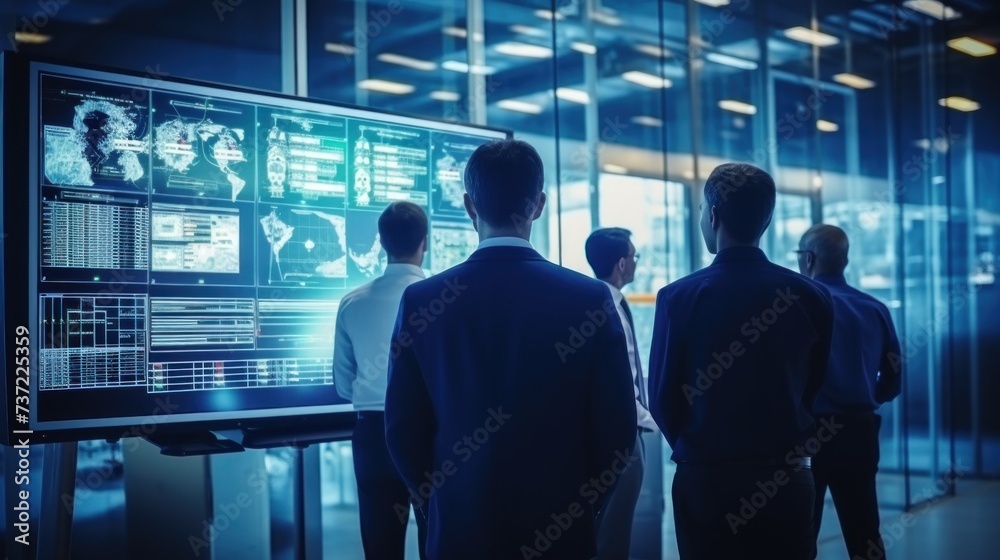 A group of IT engineers discuss new technologies, project ideas and the direction of development of the IT industry A group of IT engineers discuss new technologies, project ideas and the direction of development of the IT industry
