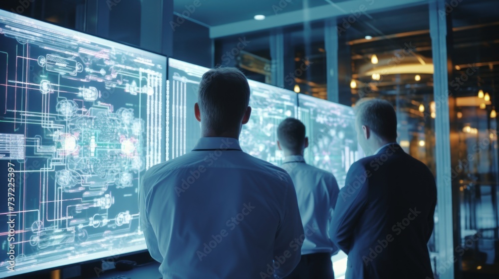 A group of IT engineers discuss new technologies, project ideas and the direction of development of the IT industry