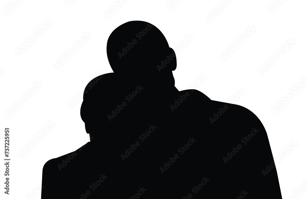 silhouette portrait of mother and son.Family. Vector illustration  