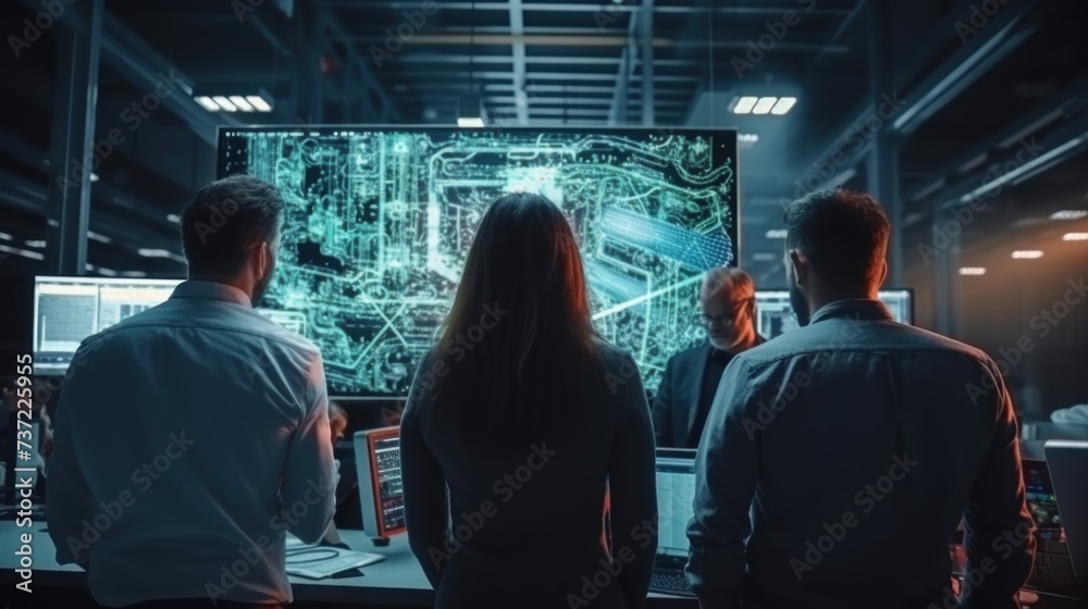 A group of IT engineers discuss new technologies, project ideas and the direction of development of the IT industry A group of IT engineers discuss new technologies, project ideas and the direction of development of the IT industry