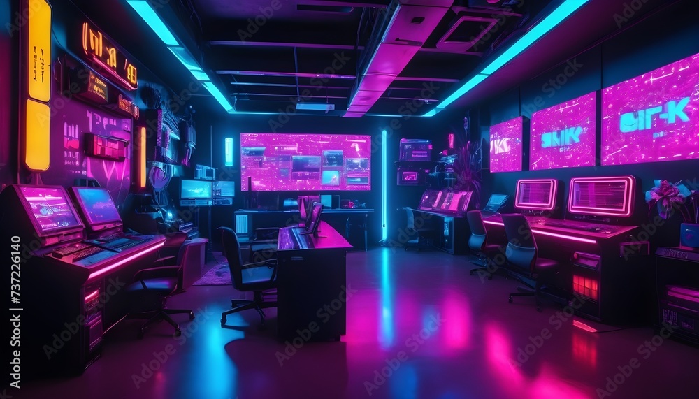 Cyberpunk hi-tech workshop