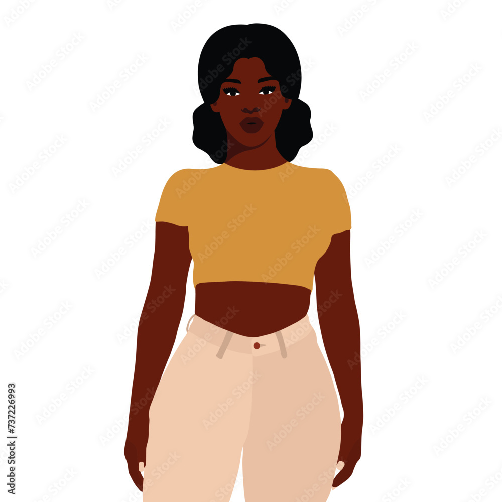 Fototapeta premium Modern black woman in elegant art style vector