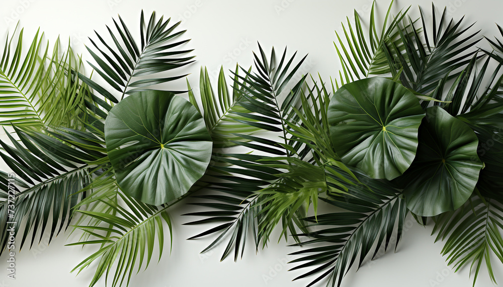 Freshness of summer in a tropical rainforest, green palm tree generated by AI Freshness of summer in a tropical rainforest, green palm tree generated by AI