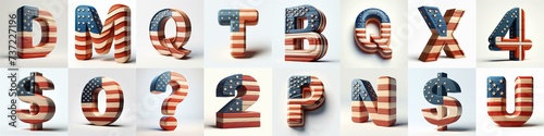 USA letters shape 3D wooden Lettering Typeface. AI generated illustration