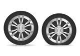 Flat Tire Icon Symbol or Punctured Wheel Vector Illustration. 