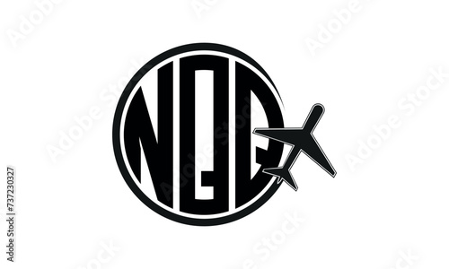 NQQ three initial letter circle tour & travel agency logo design vector template. hajj Umrah agency, abstract, wordmark, business, monogram, minimalist, brand, company, flat, tourism agency, tourist
