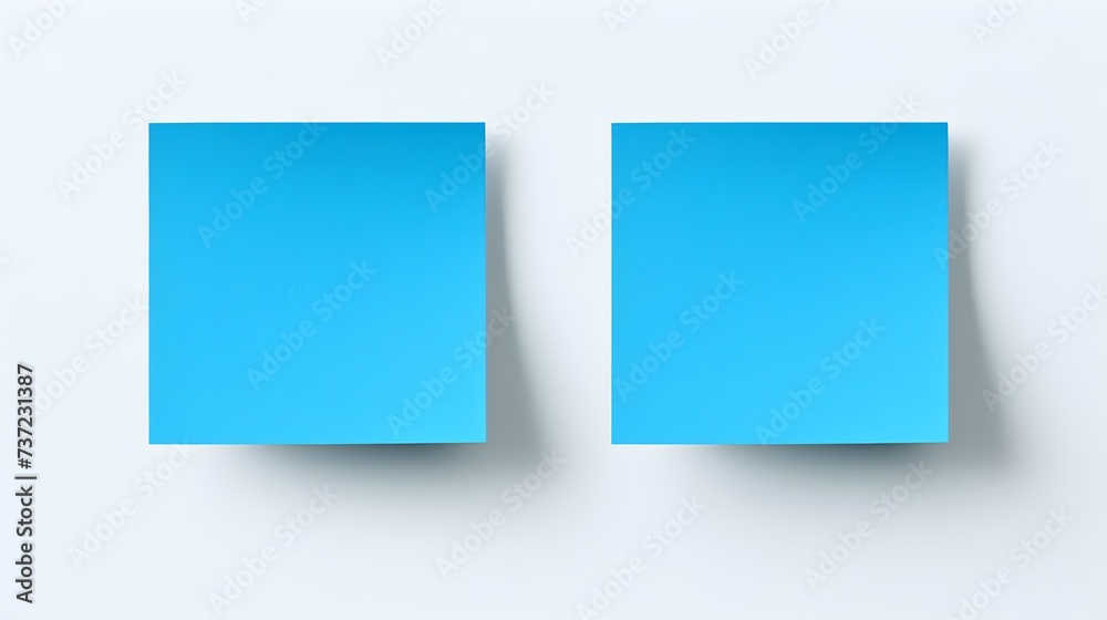 Two Blue square Paper Notes on a white Background. Brainstorming Template with Copy Space Two Blue square Paper Notes on a white Background. Brainstorming Template with Copy Space