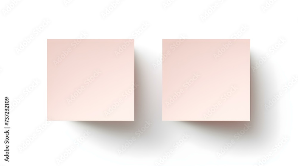Two Blush square Paper Notes on a white Background. Brainstorming Template with Copy Space Two Blush square Paper Notes on a white Background. Brainstorming Template with Copy Space