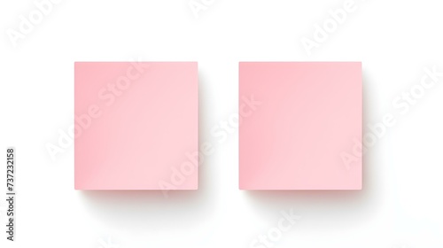 Two Blush square Paper Notes on a white Background. Brainstorming Template with Copy Space