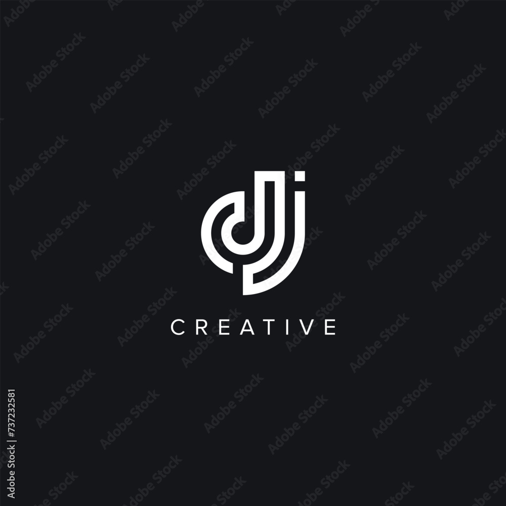 Alphabet Letters DJ JD Creative Logo Initial Based Monogram Vector Icon.