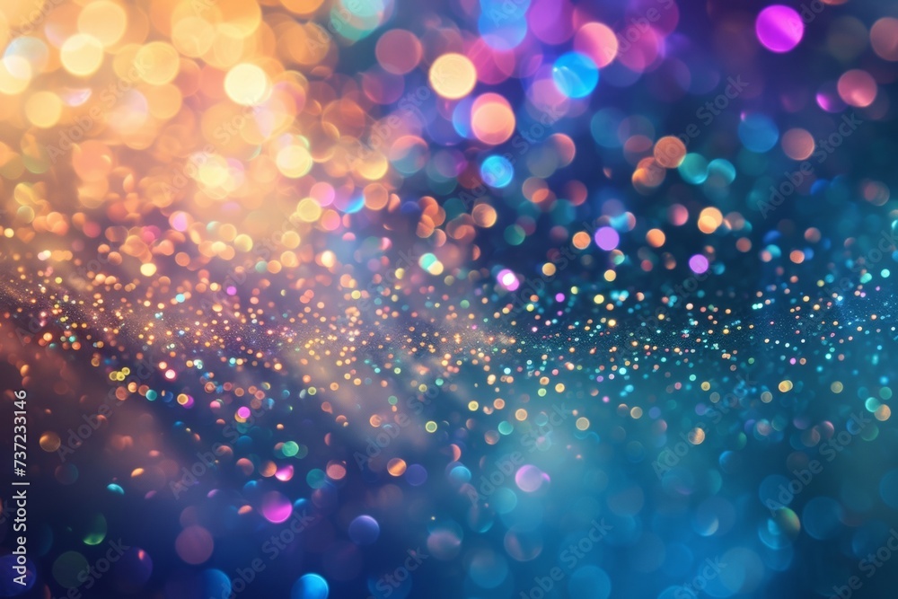 Multicolored sparkles cascade with a cosmic bokeh effect.