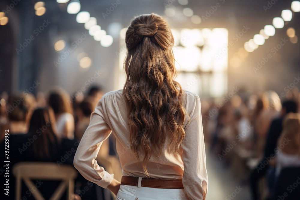 Picture of beautiful lady preparing to fashion week and defile on podium made with generative ai Picture of beautiful lady preparing to fashion week and defile on podium made with generative ai