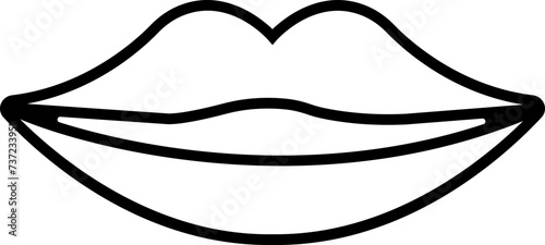 Mouth lips line icon . Black outline vector girl kiss pictogram . woman lips shape linear design Beauty concept. Trendy style isolated transparent background.