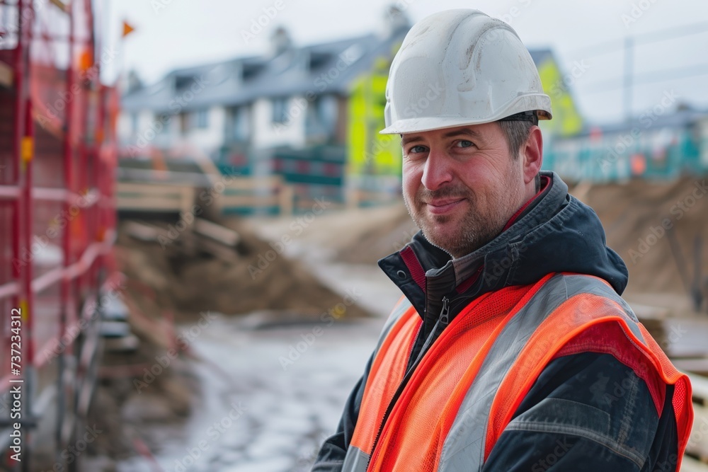 Fototapeta premium project manager of a construction site looking pretty pleased with himself