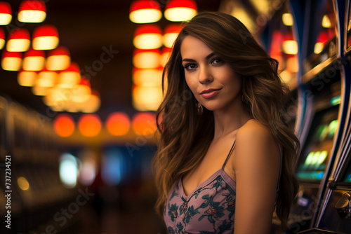 Concept of casino games poker slots free spins chips cards dice players las vegas Generative AI picture © Tetiana