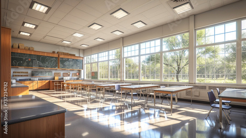 High school classroom interior design © Thamidu
