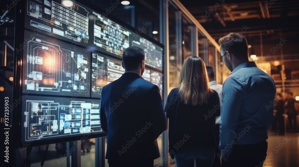A group of IT engineers discuss new technologies, project ideas and the direction of development of the IT industry A group of IT engineers discuss new technologies, project ideas and the direction of development of the IT industry