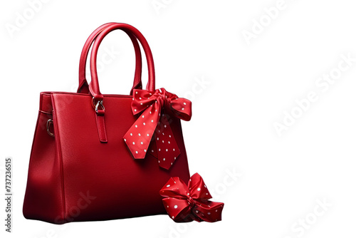 Womens bag shoes and neckerchief, Isolated on transparent PNG background, Generative ai