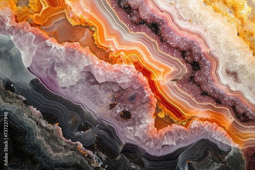 Close-Up of a Large Piece of Art, An abstract background reconstructing the inside of a geode, AI Generated