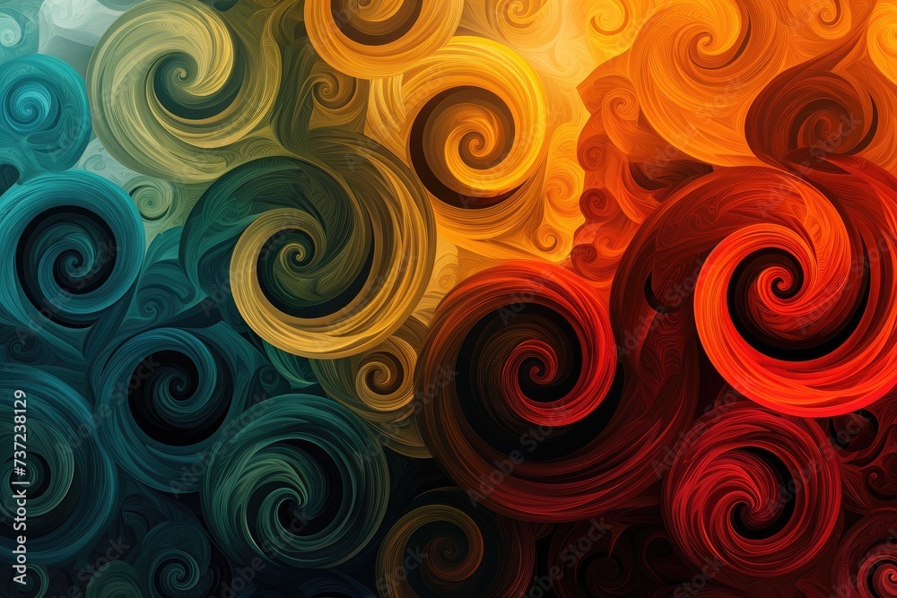 This photo captures a vibrant background filled with dynamic swirls in various colors, An abstract background with swirls and spirals in various shades of one color, AI Generated This photo captures a vibrant background filled with dynamic swirls in various colors, An abstract background with swirls and spirals in various shades of one color, AI Generated