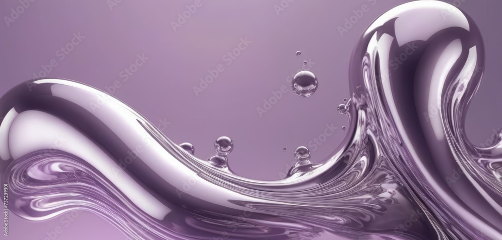 Fototapeta premium Abstract figure of chrome swirling streams with purple highlights