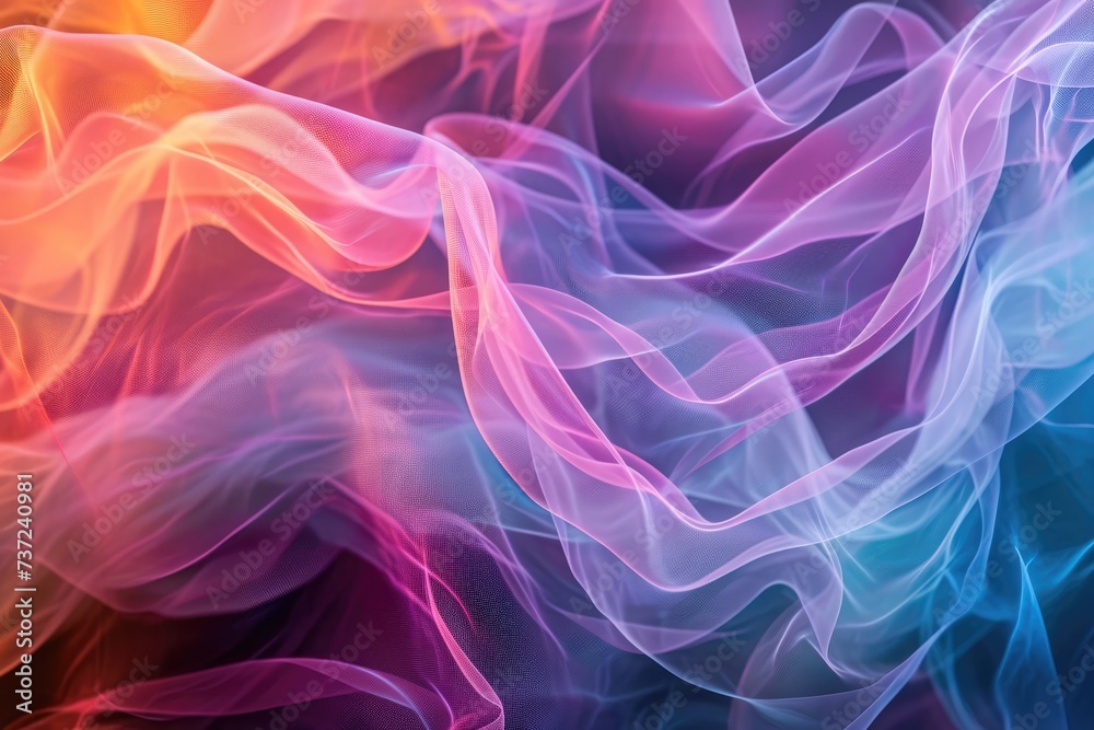 This close-up photograph showcases colorful smoke floating on a black background, An abstract portrayal of the flow of conversation during a podcast, AI Generated This close-up photograph showcases colorful smoke floating on a black background, An abstract portrayal of the flow of conversation during a podcast, AI Generated