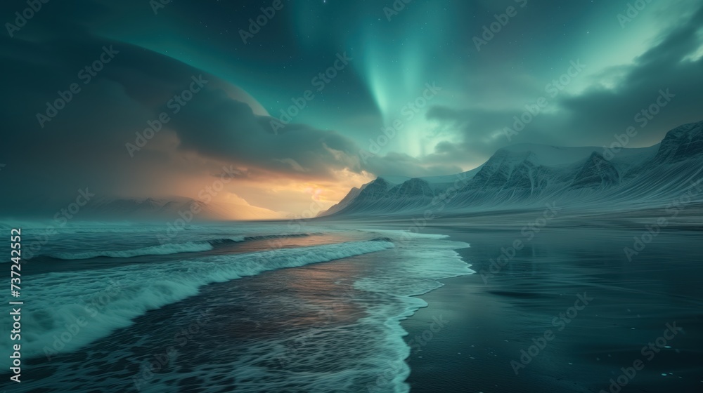 Fototapeta premium Aurora Borealis Magic: Spectacular Northern Lights Display