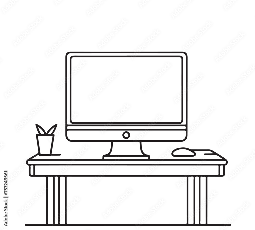 Device and gadget line art set. Laptop, personal computer machines for home and office work Device and gadget line art set. Laptop, personal computer machines for home and office work