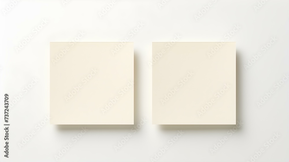 Two Ivory square Paper Notes on a white Background. Brainstorming Template with Copy Space Two Ivory square Paper Notes on a white Background. Brainstorming Template with Copy Space