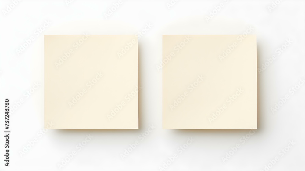 Two Ivory square Paper Notes on a white Background. Brainstorming Template with Copy Space Two Ivory square Paper Notes on a white Background. Brainstorming Template with Copy Space