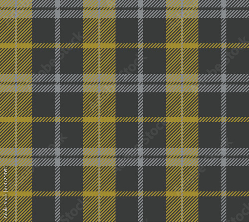Plaid (tartan) seamless pattern. Gold, black and gray stripes. Scottish, lumberjack and hipster fashion style.