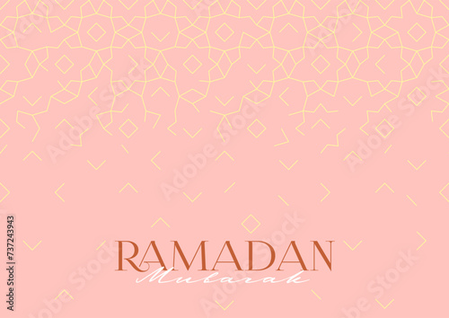 Vector Ramadan Mubarak premade card. Vintage banner for Ramadan wishing. Arabic golden geometric pattern. Luxury element in Oriental style. Islamic background. Card for Muslim feast