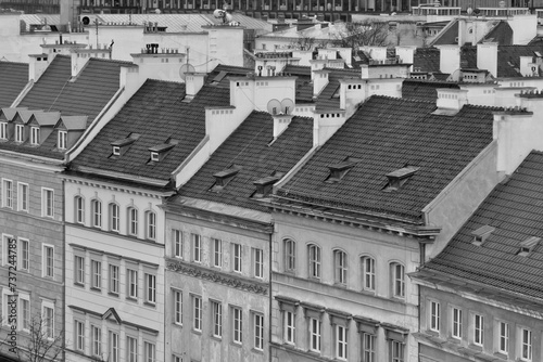 Historical residential houses in central Warsaw, Poland