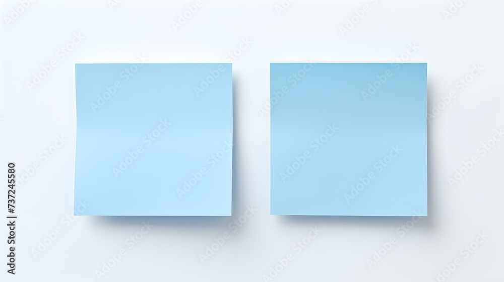 Two Light Blue square Paper Notes on a white Background. Brainstorming Template with Copy Space Two Light Blue square Paper Notes on a white Background. Brainstorming Template with Copy Space