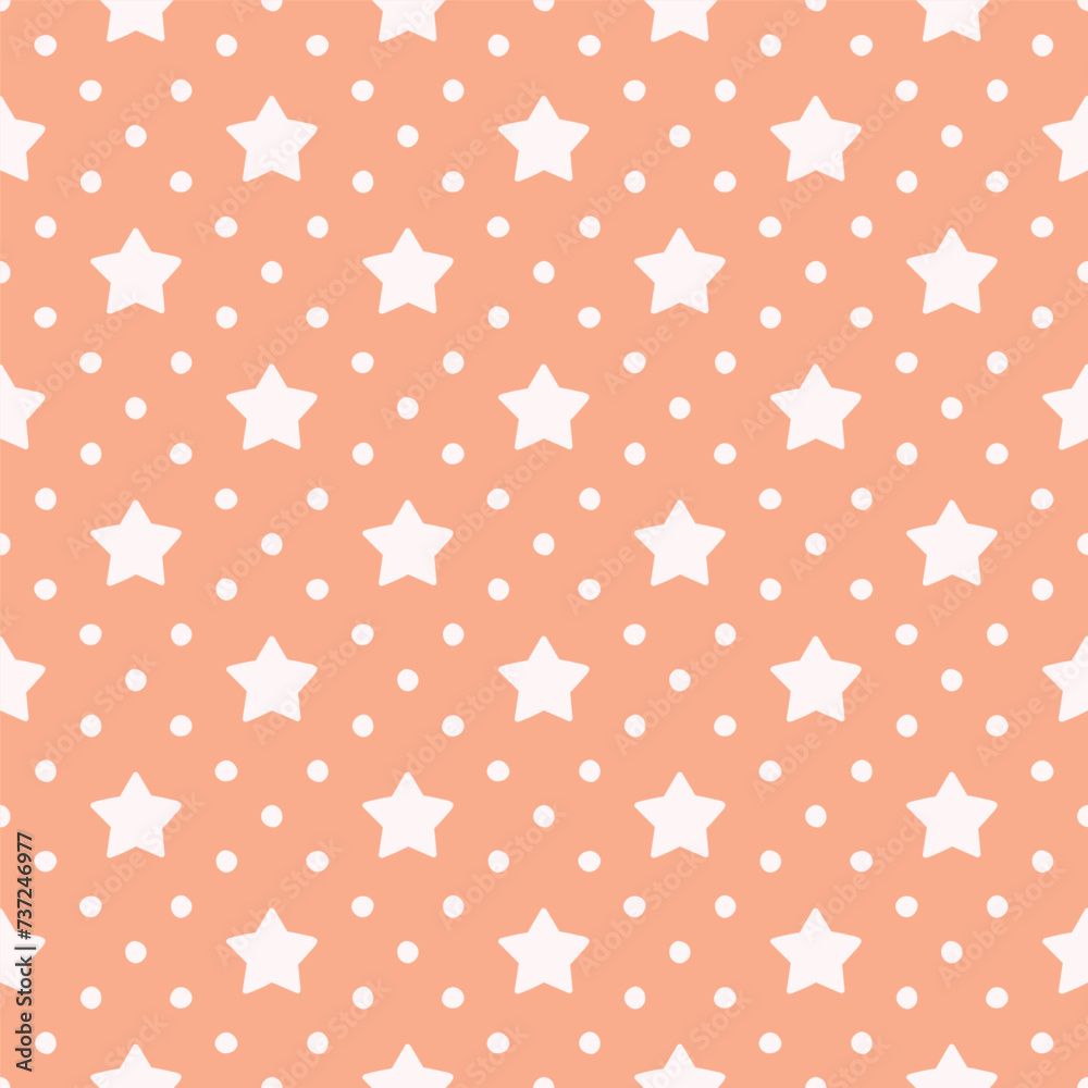 Seamless pattern with white stars and dots