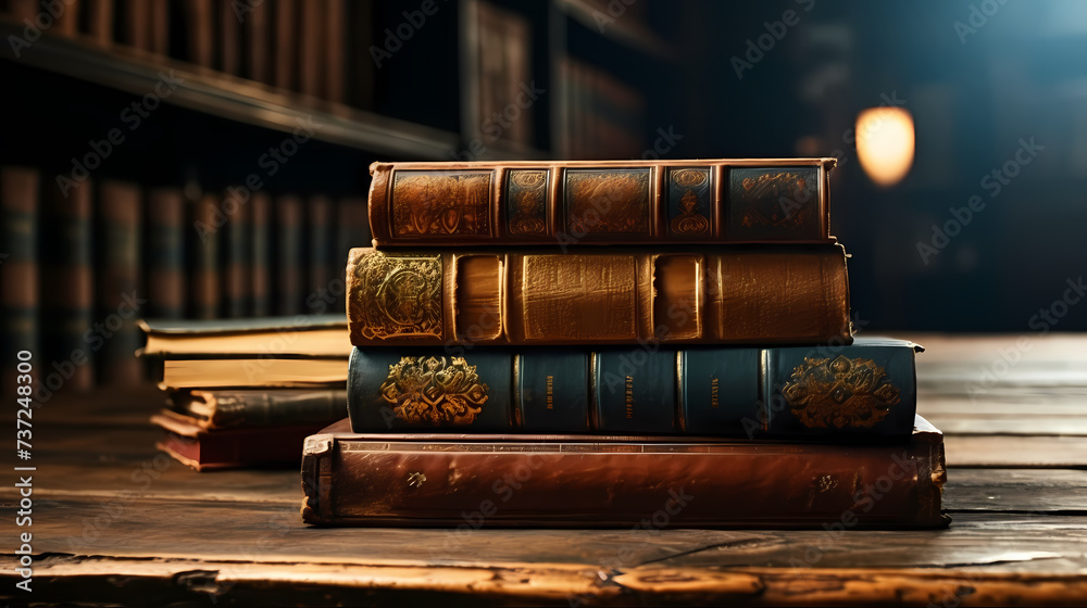 Stack of books on minimalist background, perfect for educational or literary themes Stack of books on minimalist background, perfect for educational or literary themes