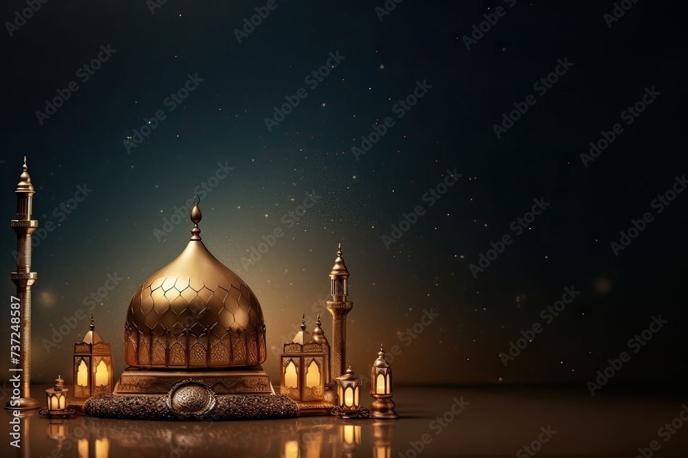 Eid Elegance: Mosques Aglow with Gold Ornament Lamps