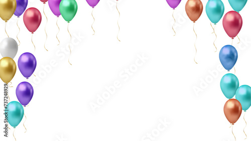 Modern birthday background with balloons Illustration set party balloons, confetti with space for text - vector Isolated from background. File contains clipping mask and gradient mesh.