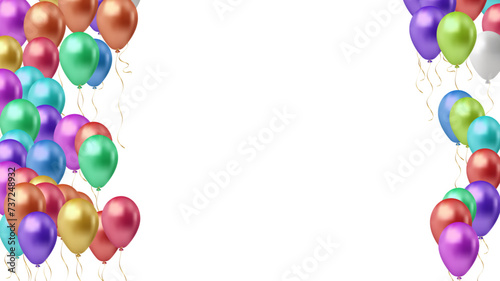 Modern birthday background with balloons Illustration set party balloons, confetti with space for text - vector  Isolated from background. File contains clipping mask and gradient mesh.