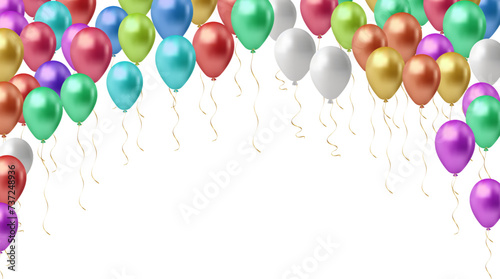 Modern birthday background with balloons Illustration set party balloons, confetti with space for text - vector  Isolated from background. File contains clipping mask and gradient mesh.