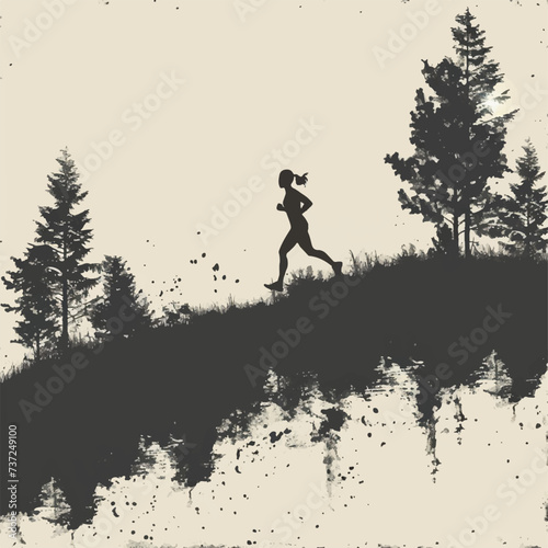 Running silhouettes. Vector illustration, Trail Running, Marathon runner