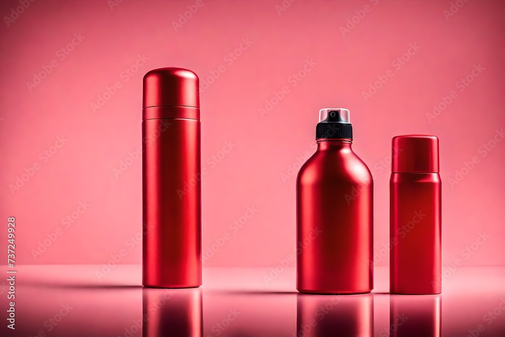 red deodorant spray and cosmetics packaging template red deodorant spray and cosmetics packaging template
