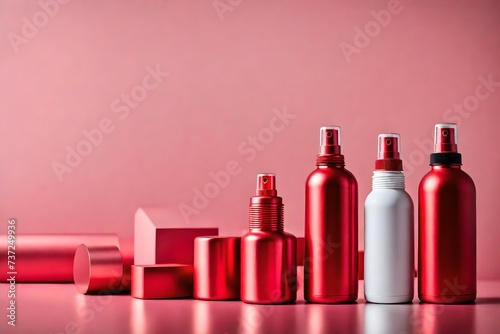 red deodorant spray and cosmetics packaging template