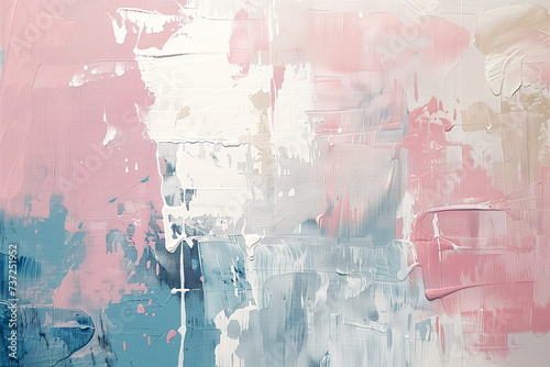 Abstract acrylic painting in pastel tones with white splashed ink, abstract background for spring season, Generative AI.