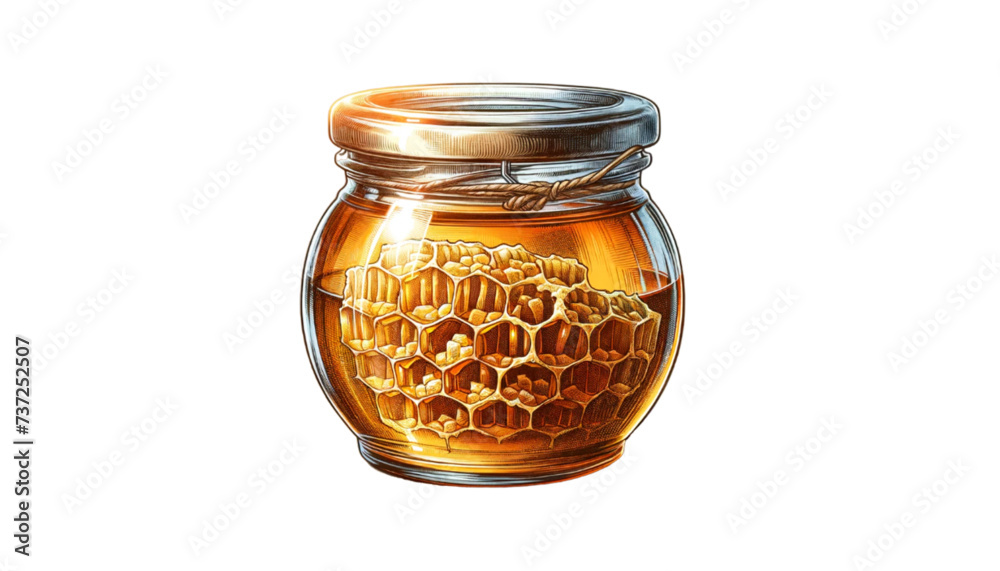 hand-drawn illustration of a jar of organic honey hand-drawn illustration of a jar of organic honey