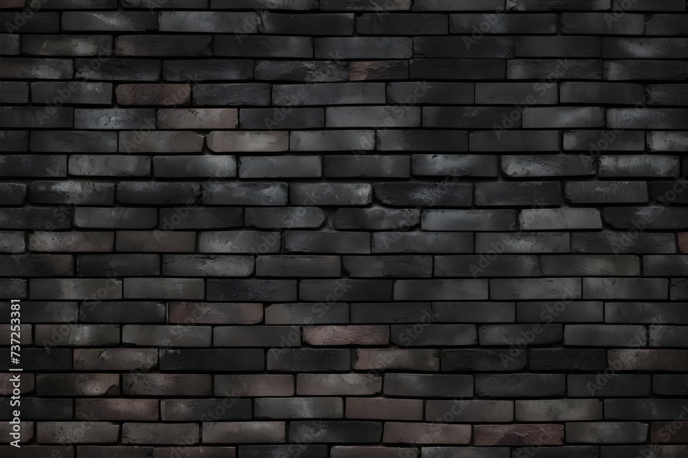 Rough black texture brick wall background - Ai Generated