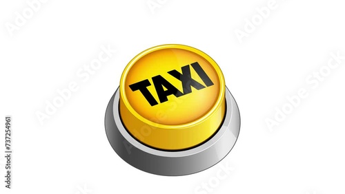 Yellow taxi button on white background concept video animation. Hand drawn in a cartoon style. High quality 4k footage