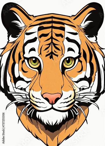 Drawing of a tiger s head on a transparent background
