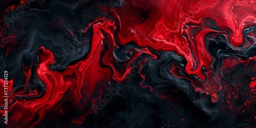 Red Liquid with Black Swirls in the Style of Dark foreboding Colors - Realistic Textures Abstraction Creation Marble Unearthly Chaotic Environments Background created with Generative AI Technology