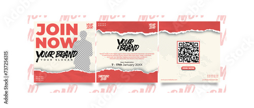 Ripped Paper Social Media Template Bundle for Recruitment